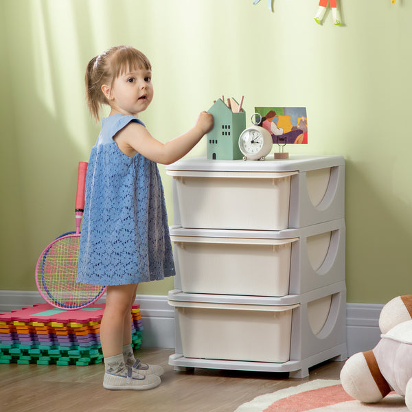 Aufbewahrungsbox für Kinderzimmer mit 3 Schubladen aus Kunststoff