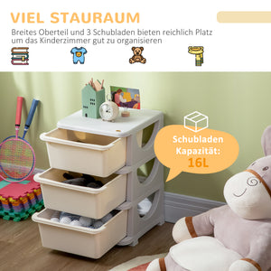 Aufbewahrungsbox für Kinderzimmer mit 3 Schubladen aus Kunststoff