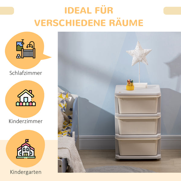 Aufbewahrungsbox für Kinderzimmer mit 3 Schubladen aus Kunststoff