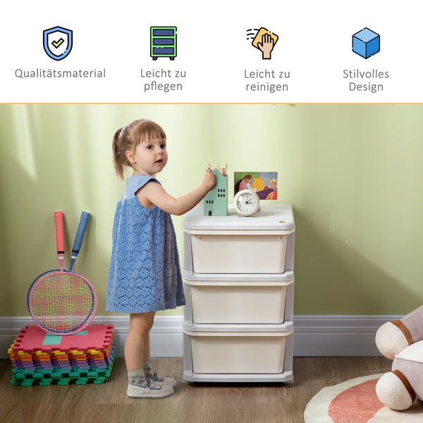 Aufbewahrungsbox für Kinderzimmer mit 3 Schubladen aus Kunststoff
