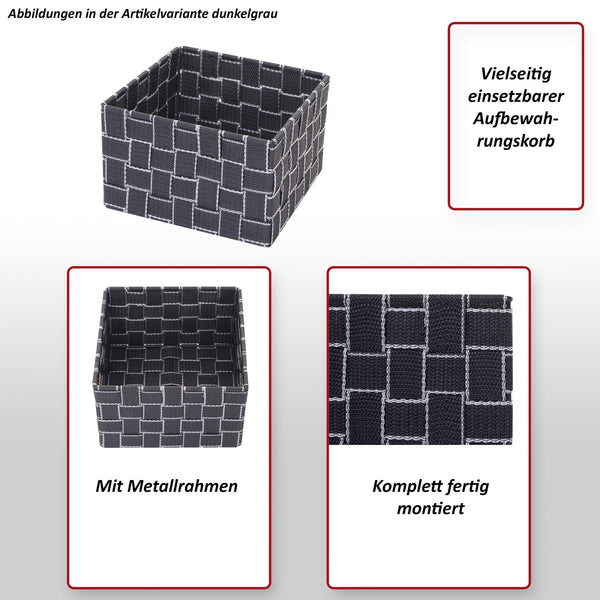 Aufbewahrungskorb Dekokorb Regalkorb Aufbewahrung 12x19x19cm dunkelgrau