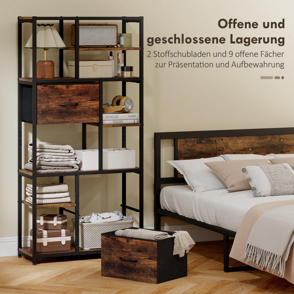 Aufbewahrungsregal mit Stoffschubladen und 9 offenen Fächern