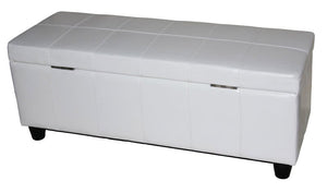 Aufbewahrungstruhe Sitzbank Leder Kunstleder 112x45x45cm weiss
