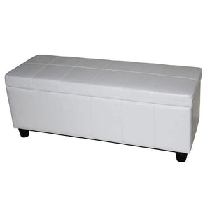 Aufbewahrungstruhe Sitzbank Leder Kunstleder 112x45x45cm weiss