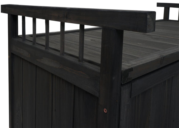 Aufbewahrungstruhe Gartentruhe Auflagenbox Tanne Holz 53x108x60cm anthrazit