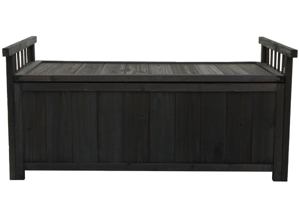 Aufbewahrungstruhe Gartentruhe Auflagenbox Tanne Holz 53x108x60cm anthrazit