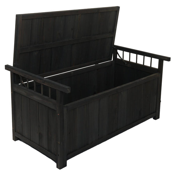 Aufbewahrungstruhe Gartentruhe Auflagenbox Tanne Holz 53x108x60cm anthrazit