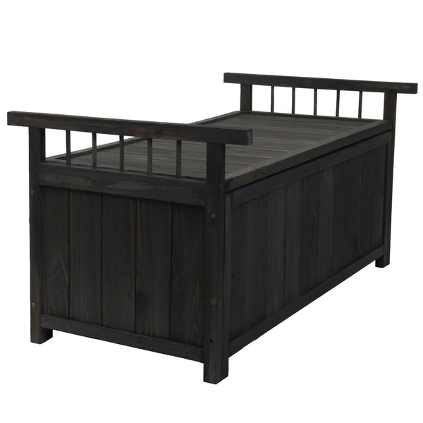 Aufbewahrungstruhe Gartentruhe Auflagenbox Tanne Holz 53x108x60cm anthrazit