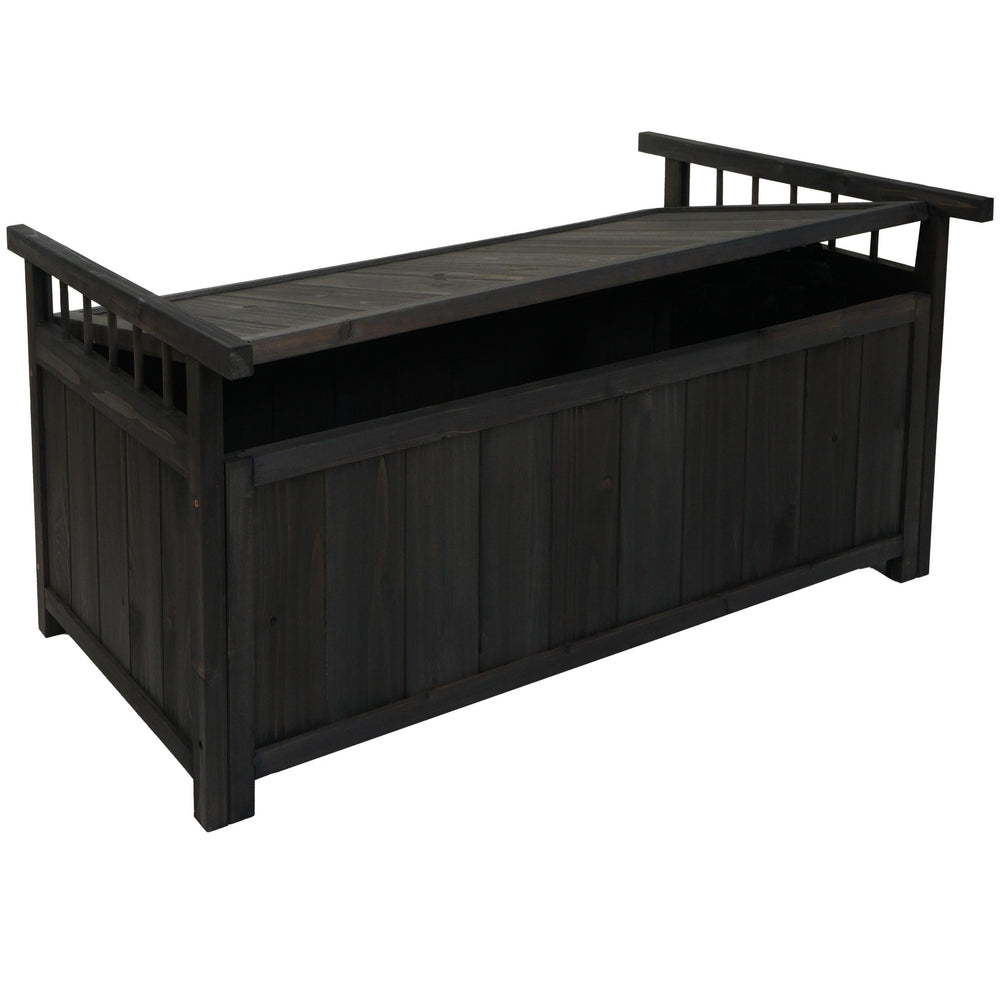 Aufbewahrungstruhe Gartentruhe Auflagenbox Tanne Holz 53x108x60cm anthrazit