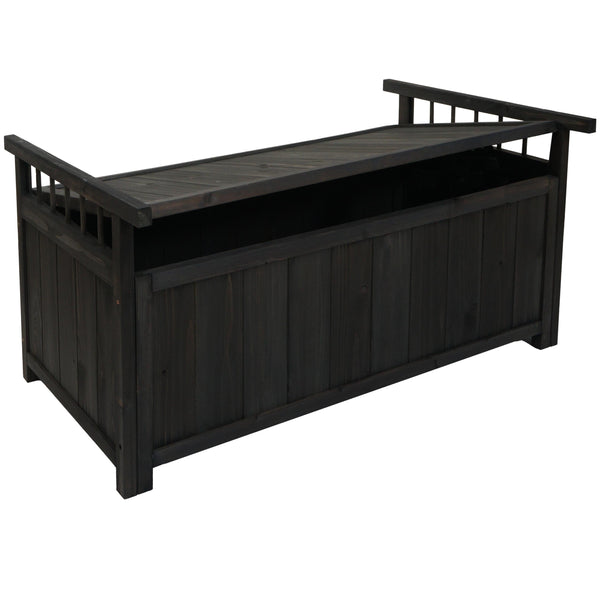 Aufbewahrungstruhe Gartentruhe Auflagenbox Tanne Holz 53x108x60cm anthrazit