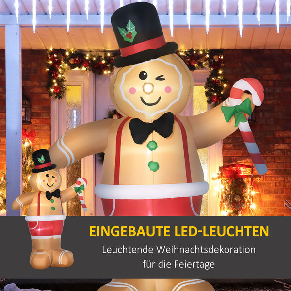 Aufblasbarer Lebkuchenmann 238cm LED wasserdicht Braun