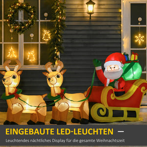 Aufblasbarer Weihnachtsmann 240cm mit Rentieren selbstaufblasend