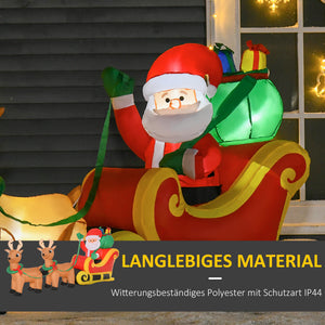 Aufblasbarer Weihnachtsmann 240cm mit Rentieren selbstaufblasend
