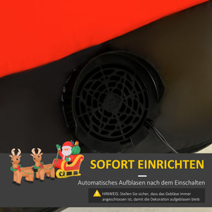 Aufblasbarer Weihnachtsmann 240cm mit Rentieren selbstaufblasend