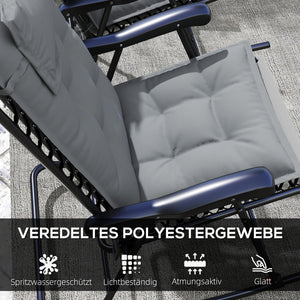 Auflage für Sonnenliege 2er Set wasserabweisend hellgrau