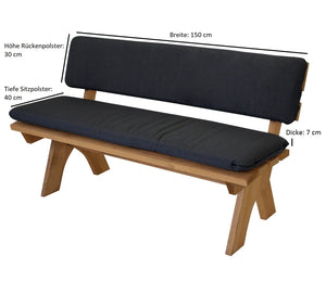 Auflagenset ARIZONA für Bank 3-sitzer, anthrazit, 2-teilig