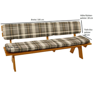 Auflagenset SEATTLE 2-teilig, grau/beige kariert