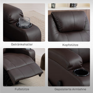 Aufstehsessel mit Aufstehhilfe und Fernbedienung verstellbar braun