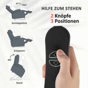 Aufstehsessel elektrisch mit Aufstehhilfe und Fernbedienung grau