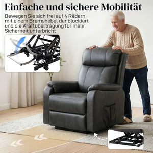 Aufstehsessel elektrisch für Senioren aus Kunstleder schwarz