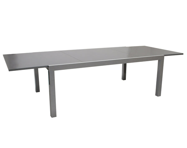 Ausziehtisch MARINA 200/300x110cm, Aluminium + Glas