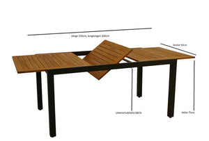 Gartentisch Ausziehtisch MILOS 150/200x90cm Alu Holz