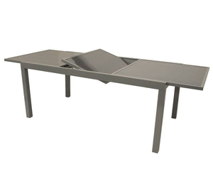 Ausziehtisch PISA 140/200x90cm, Aluminium + Glas
