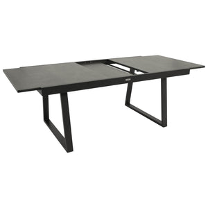 Ausziehtisch REIMS 180/240x100cm, Aluminium anthrazit + Glas in Keramikoptik dunkelgrau