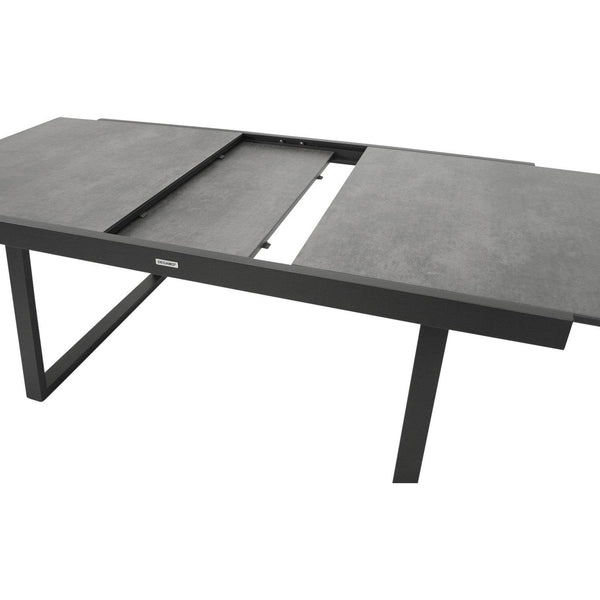 Ausziehtisch REIMS 180/240x100cm, Aluminium anthrazit + Glas in Keramikoptik dunkelgrau