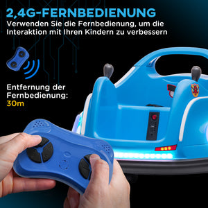 Autoscooter Kinderfahrzeug 12V mit Fernbedienung Musik & 360°-Drehung 3-5 Jahre Blau
