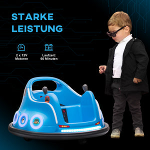 Autoscooter Kinderfahrzeug 12V mit Fernbedienung Musik & 360°-Drehung 3-5 Jahre Blau