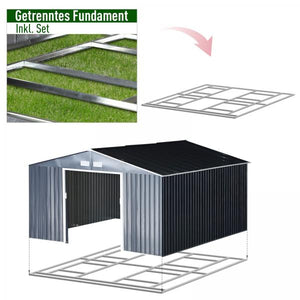Geräteschuppen, Wetterfestes Gartenhaus mit Belüftungsfenstern Stahl, Kohlegrau