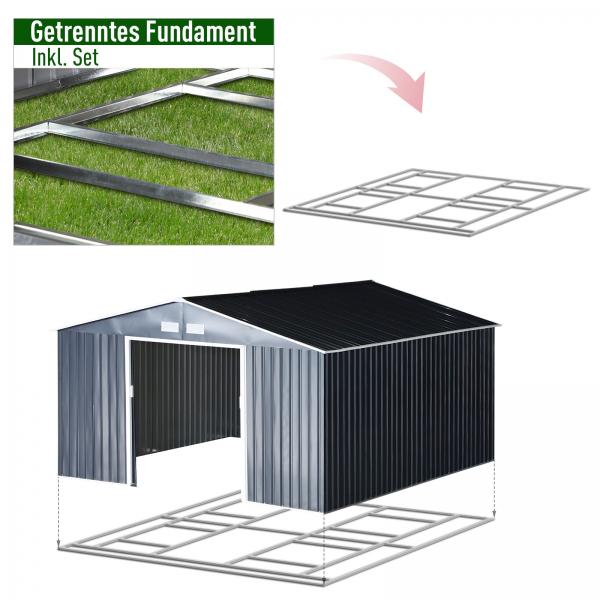 Geräteschuppen, Wetterfestes Gartenhaus mit Belüftungsfenstern Stahl, Kohlegrau
