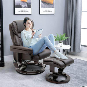 Massagesessel Relaxsessel mit Fusshocker Heizfunktion Kunstleder Braun