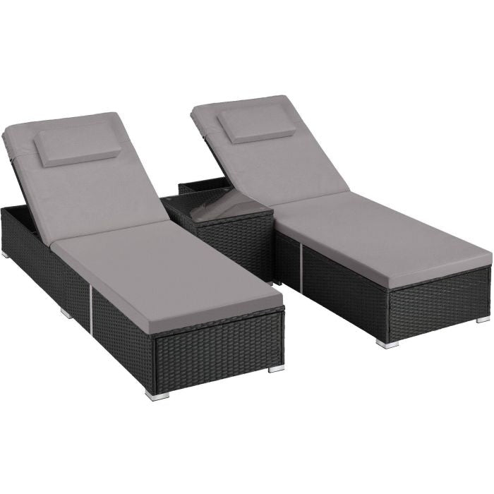 Rattan-Doppelliege Carbonera schwarz