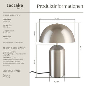 Retro-Tischlampe Altea Nickel matt