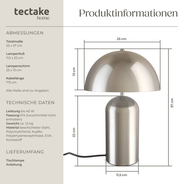 Retro-Tischlampe Altea Nickel matt