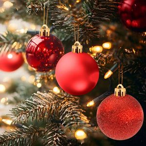 Set of 86 red Christmas baubles