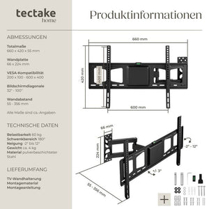 TV Wandhalterung neigbar, bis 60kg