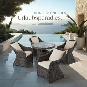 4er Set Aluminium Rattansessel