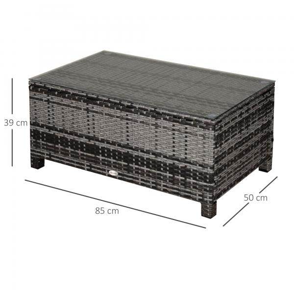 Beistelltisch Gartentisch Balkontisch Polyrattan Grau