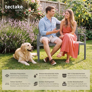 Rattan-Gartenbank Murat 2-Sitzer wetterfest grau