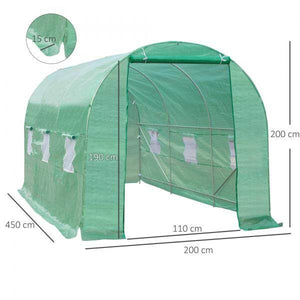 Foliengewächshaus Treibhaus Frühbeet 4,5 x 2 x 2 m | Grün