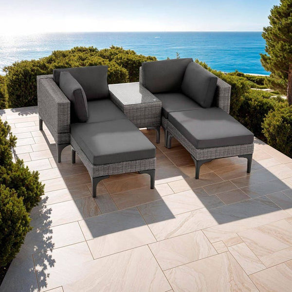 Rattan Lounge mit Aluminiumgestell Bellaria grau