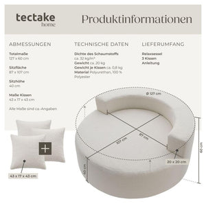 Relaxsessel Love Boneless Premiumschaumstoff Bouclé creme
