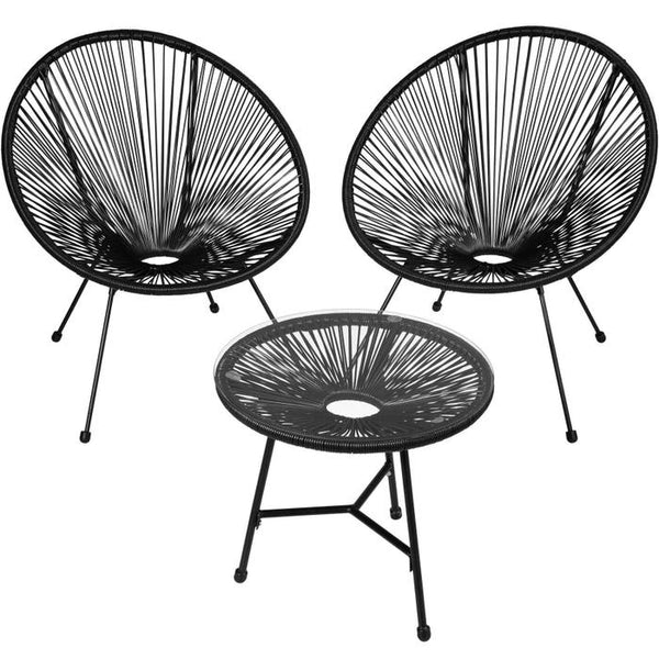 2 Santana garden chairs with table - black