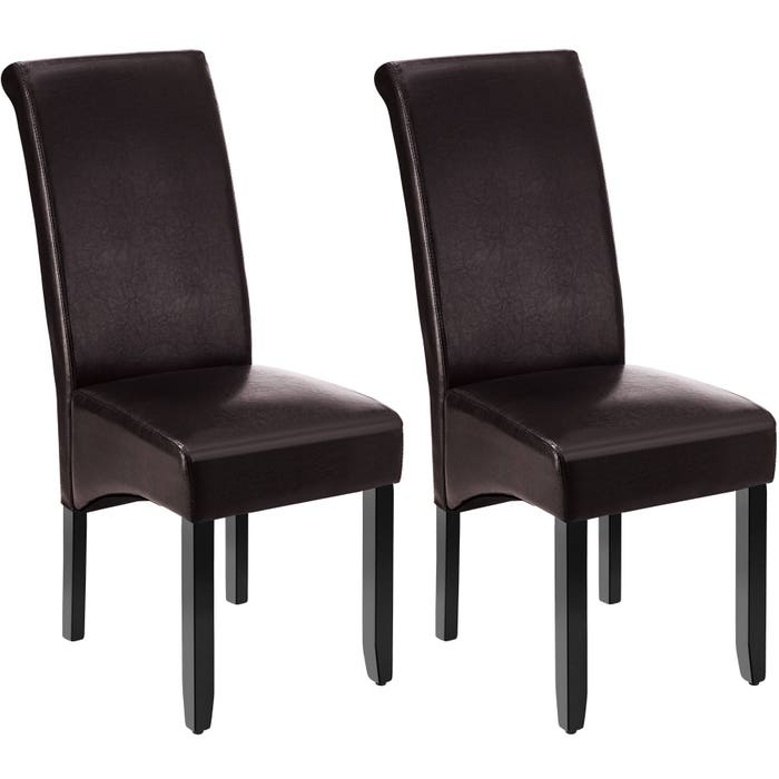 2 sedie da pranzo con seduta ergonomica, marrone