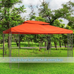 Ersatzdach Pavillondach für Metallpavillon Polyester 3x4m Rostrot