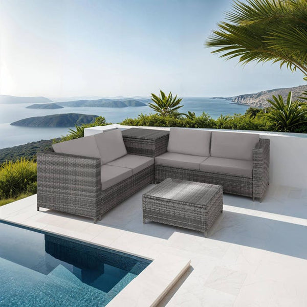Rattan Lounge Siena grau/hellgrau