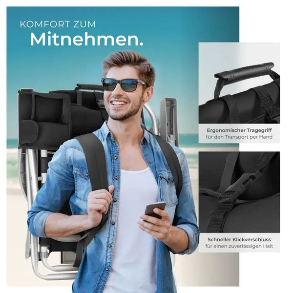 Aluminium Strandstuhl Coral schwarz pro Stück